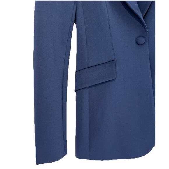 Good American Women's Disco Scuba Sculpted Blazer Navy Blue Size 0 Career Preppy - Picture 5 of 12